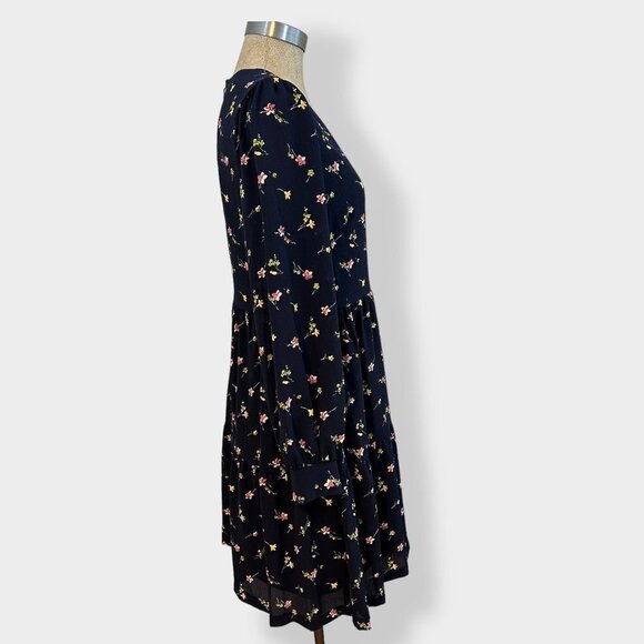 Lauren Ralph Lauren Navy Floral Crepe Long Sleeve Dress 6 - Picture 2 of 5